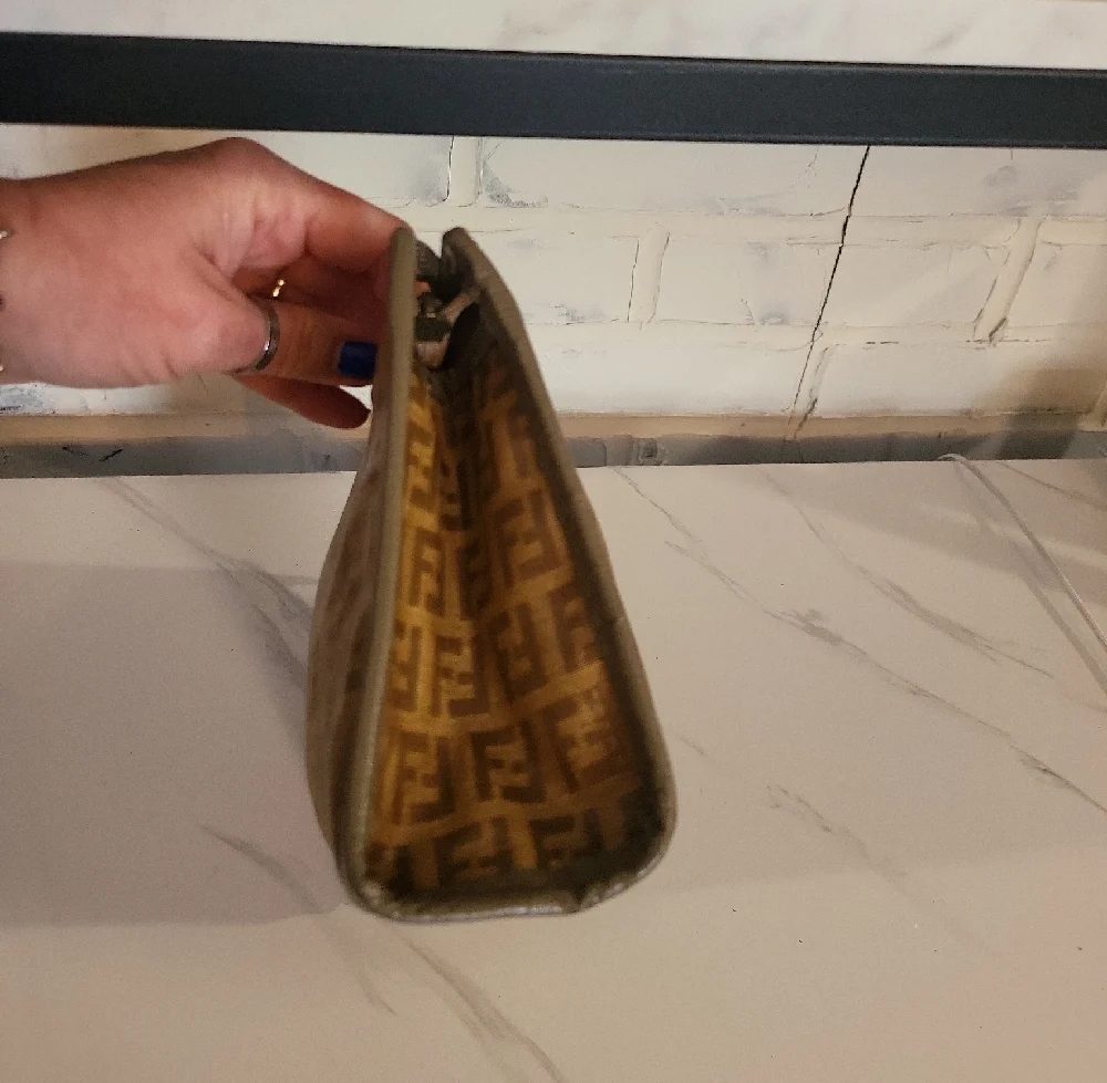 Fendi Gold and Brown Monogram Pouch